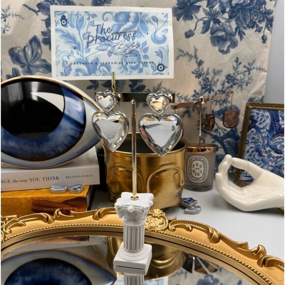 🆕 MARC JACOBS 🧿 NWOT Silver Crystal Double Heart Earrings - Picture 7 of 15